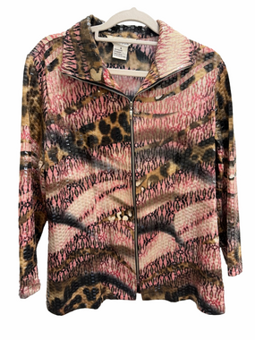 Misook Animal Print Pink & Tan Sequin Jacket Size Small
